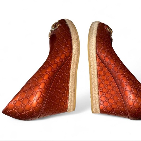 Gucci Shoes - Gucci Women's Copper Brown GG Wedges Size 36 1/2 Designer Luxury Summer Work Y2K
